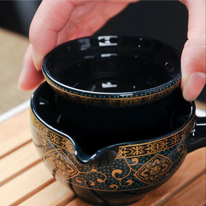 360° Rotating Teapot Premium 5-piece Set China Traditional Ceramics Tea Set