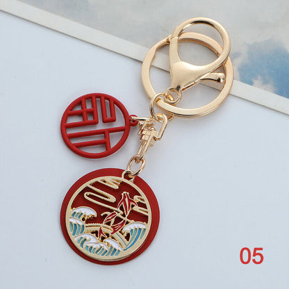 Unique Fox Dragon Panda Keychain Cute Drop Oil Key Chain Bag Car Key Decoration