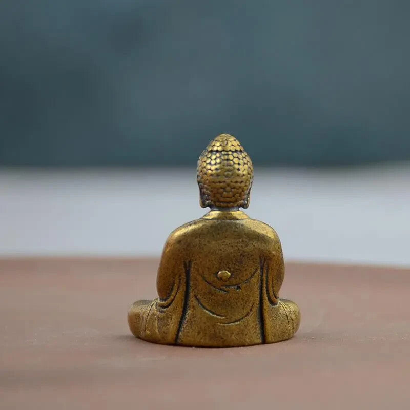 Solid Brass Rulaifo Bonze Mini Pocket Buddha Statue Table Bonsai Rockery Decor