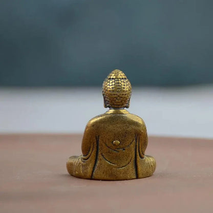 Solid Brass Rulaifo Bonze Mini Pocket Buddha Statue Table Bonsai Rockery Decor