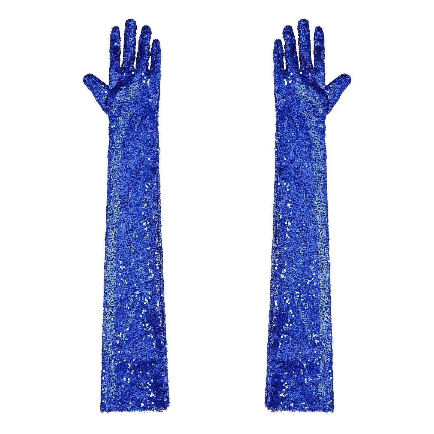 Women Gloves Vintage Shiny Sequin Finger Elbow Length Long Mittens Opera Costume