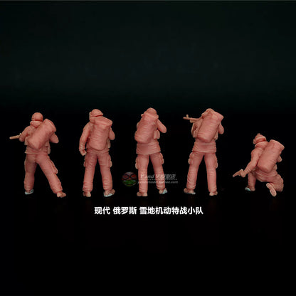 1/72 Modern Russian snow warfare team 5-man group printed soldier