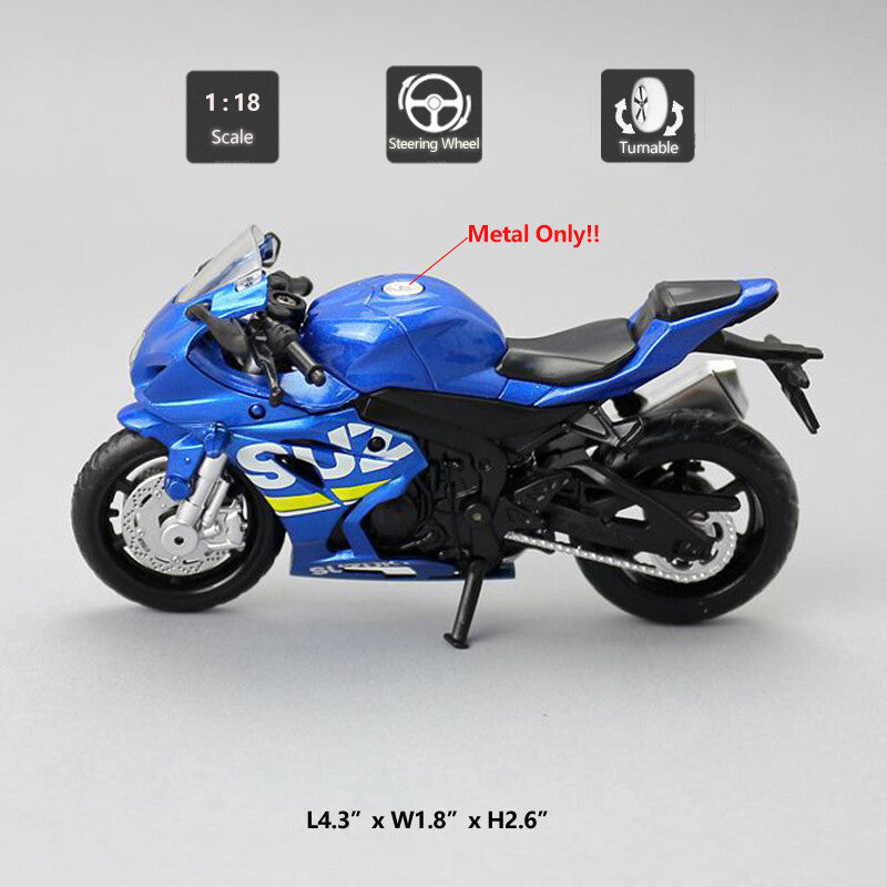 1/18 Suzuki GSX-R1000 Motorcycle Model Diecast Motorcycle Toy Kids Gifts Blue