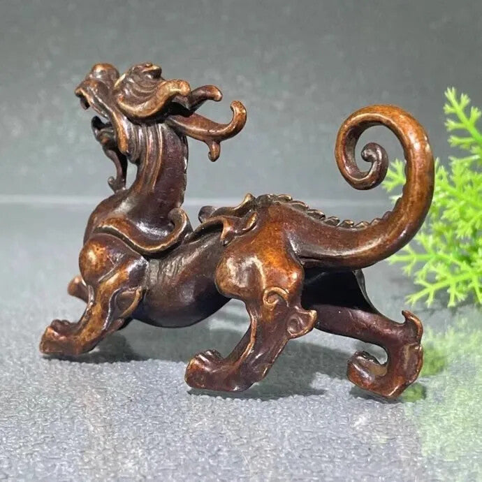 Exquisite Retro Purple Copper Leather Embroidered Tea Pet Decoration Accessories