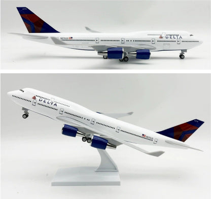 30CM DELTA BOEING 747-400 Passenger Airplane Landing Gear Resin Aircraft Model