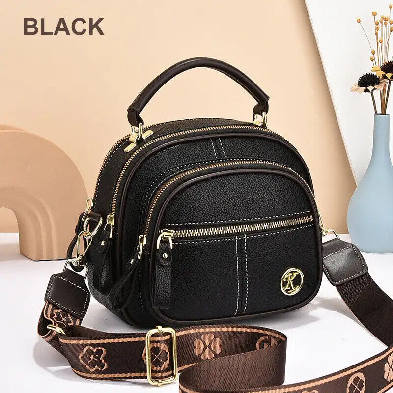 Multifunctional Compartments Adjustable Wide Shoulder Strap PU Crossbody Bag