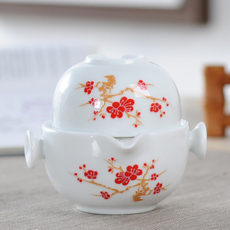 Ceramics Tea Set Include 1 Pot 1 Cup Porcelain Gaiwan Teapot Kung Fu Travel