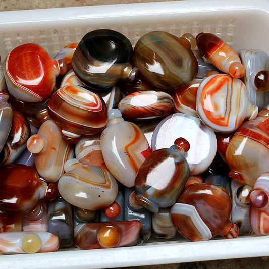 Absolutely Beautiful!1pcs Handmade Brazil Agate Snuff Bottle Perfume Random Send
