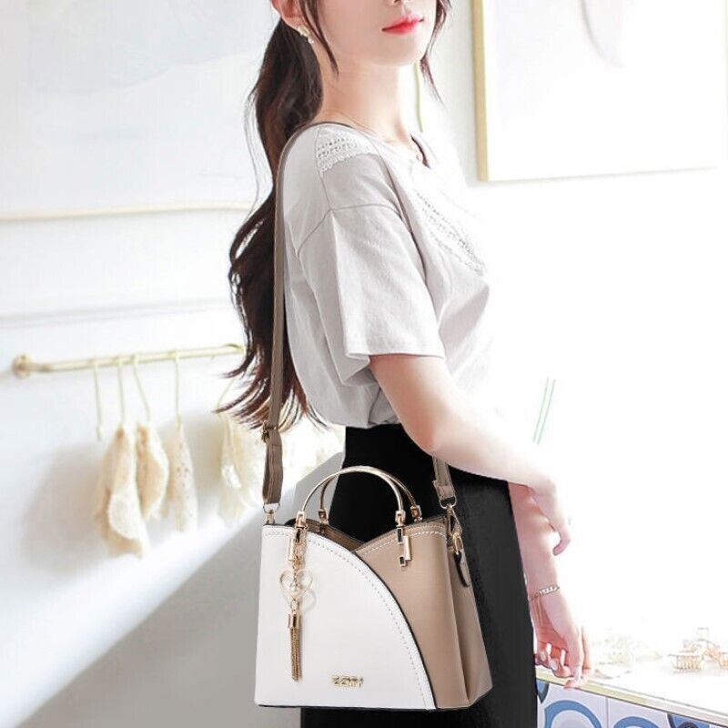 Women‘s Handbags Top Ring Satchel Purse Tassel Decor Crossbody Bag