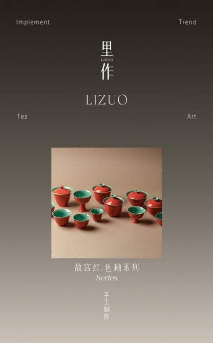 50ML Ceramic Palace Red High Foot Household Tea Cup Kung Fu Tea Set Special Cup