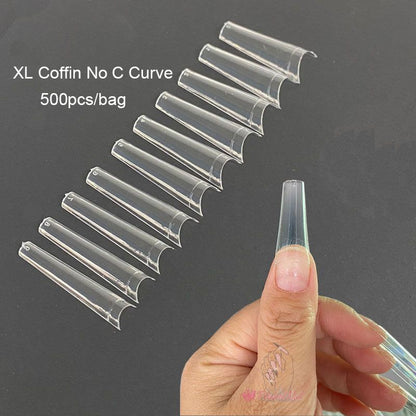 False Nails Tips Plastic Stiletto Straight Half Covers Acrylic Extensions 500Pcs