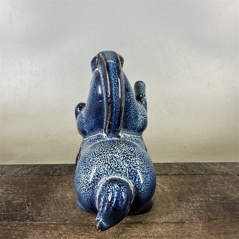 4.7" China Qing Fancy Glaze Porcelain Fambe Lovable Animal Fat Horse Statue