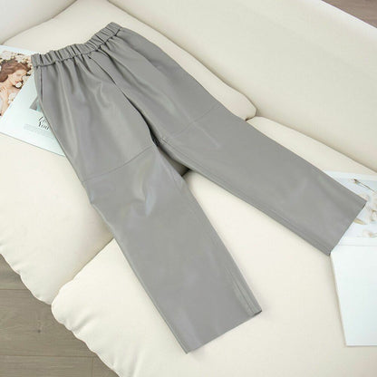 Women Pants Real Leather Leather Trousers High Waist Harem Plus Size Streetwear