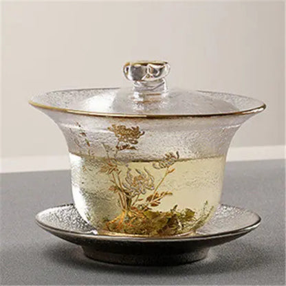 Transparent Gaiwan Tea Cup Gongfu Tea Set Sancai Heat-resistant Tea Cup