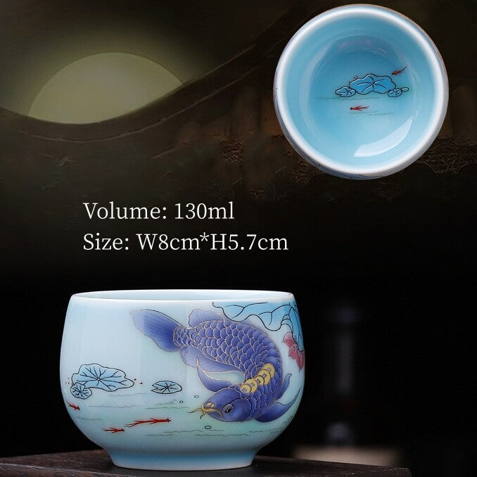 Porcelain Tea Cup Fat Mutton Jade Ceramic Master Cup 100ml / 130ml Personal Cups