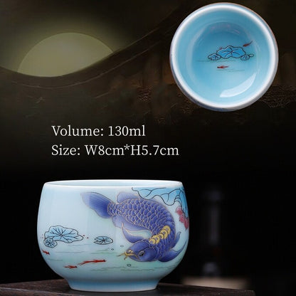 Porcelain Tea Cup Fat Mutton Jade Ceramic Master Cup 100ml / 130ml Personal Cups