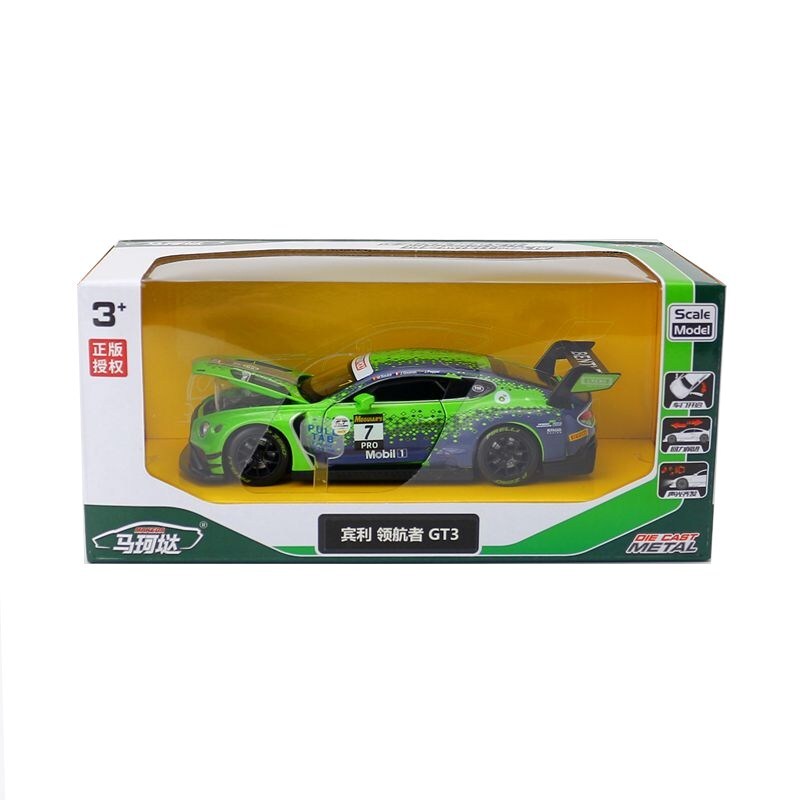 1:32 Diecast Bentley GT3 Racing Car Metal Car Model Toy Pull Back Sound Light