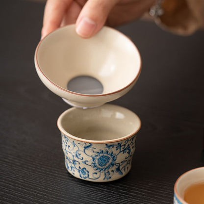 Blue and White Ru Kiln Tea Leakage Fair Cup Ceramic Tea and Tea Dispenser