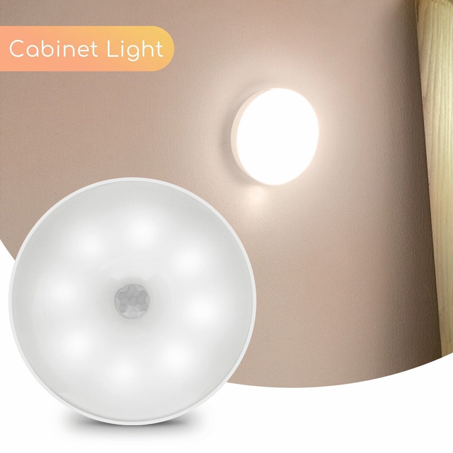 Led Motion Sensor Light USB Rechargeable PIR Wall Cabinet Stair Night Light Lamp