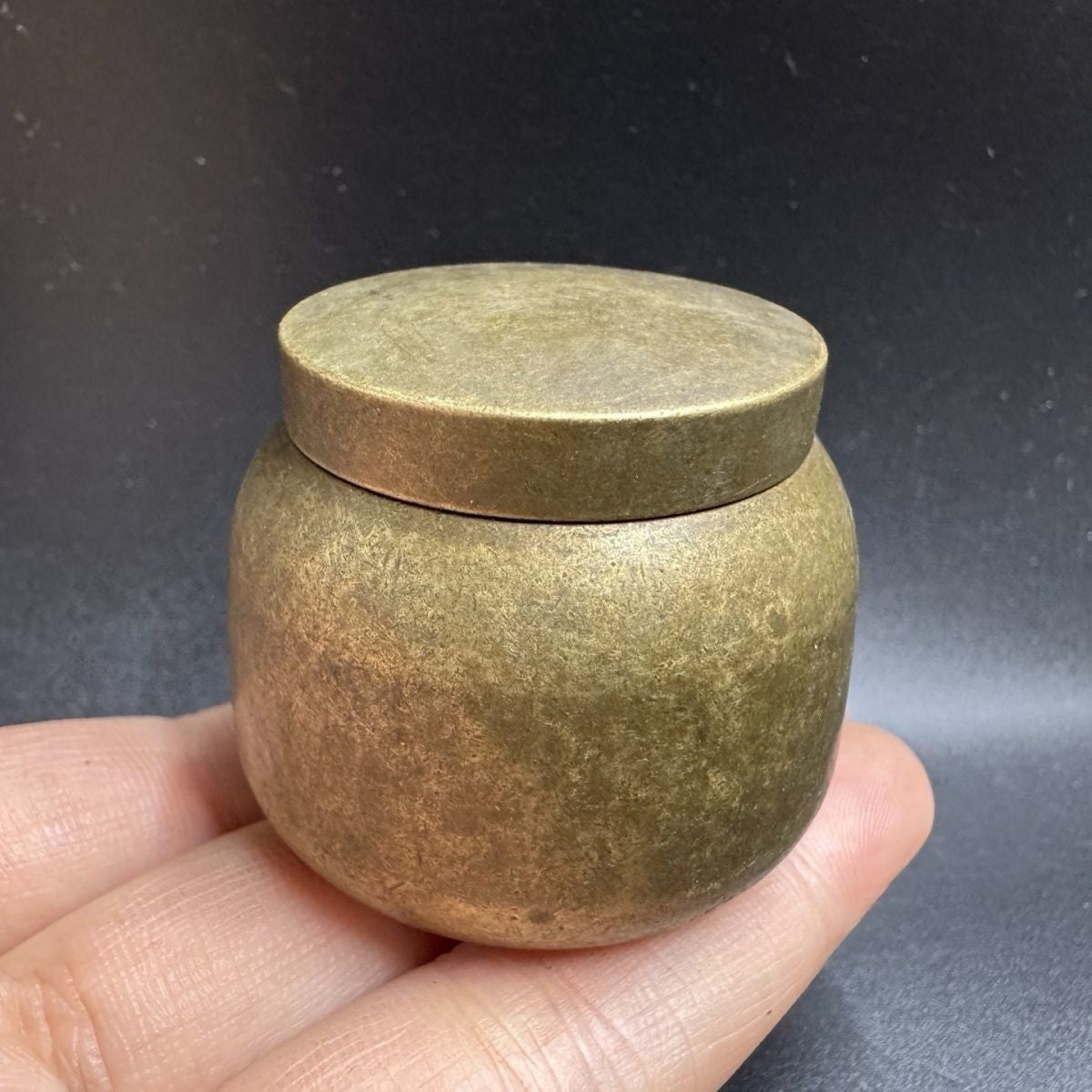 Solid Brass Mini Tea Caddy Storage Jar Vintage Brushed Metal Canister with Lid