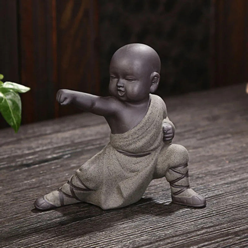 Exquisitely Color Sand Pottery Kung Fu Monk handmade Tea Pet home Decoration