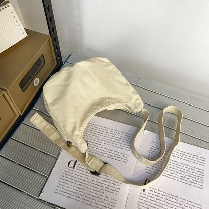 Canvas Fabric Small Side Sling Shoulder Bag Student Cotton Soft Cloth Crossbody