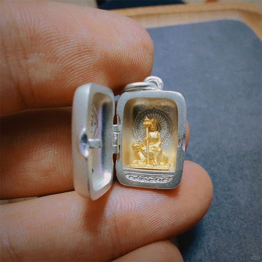 Mini Ksitigarbha Buddha Pendant Openable Necklace Plated Amulet Jewelry