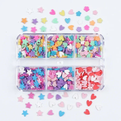Nail Glitter Sequins 6Grids Mixed Red Black Heart Valentine's Day Manicure Decor