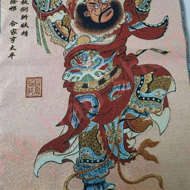Religious Thangka Exquisite Embroidered Brocade Painting Tianshi Zhong Kui