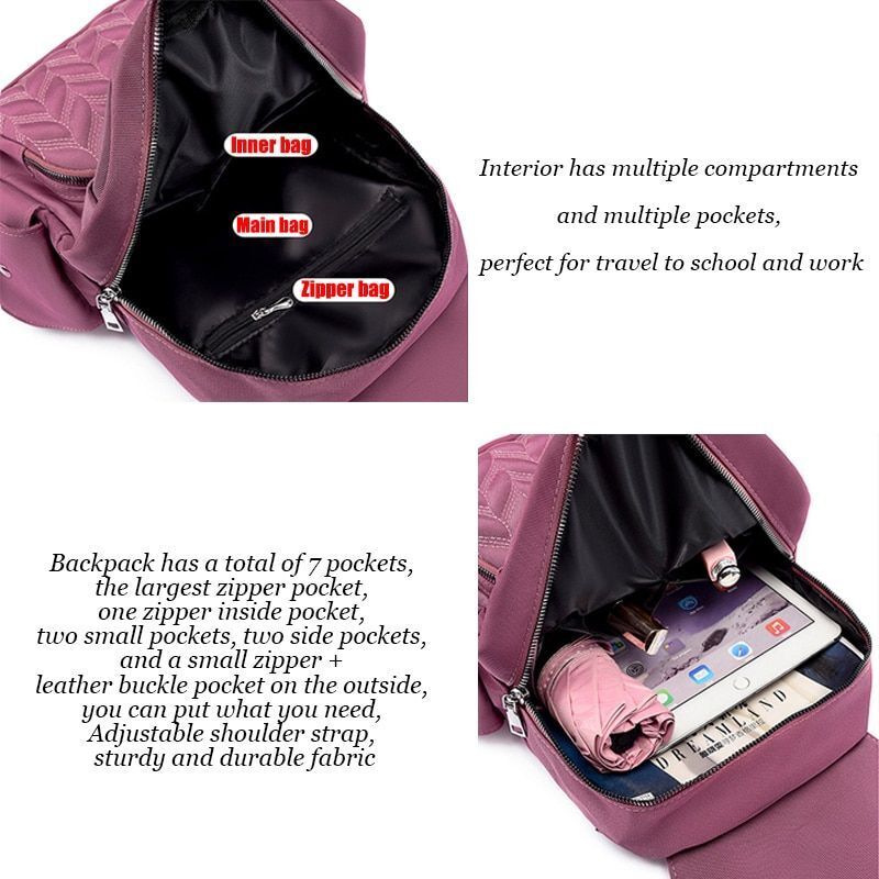 Waterproof Backpack School Bags Travel Solid Color Shoulder Backpacks Oxford 1PC