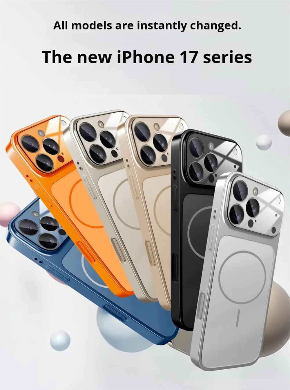 For iPhone 17 Pro Max/16/15 Matte Glass Phone Case Magnetic Hard Cover