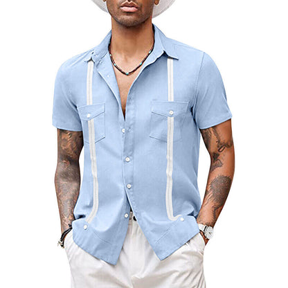 Men T-shirt Short Sleeve Tops Blouse V Neck Casual Shirts Baggy Beach Fashion ⊰