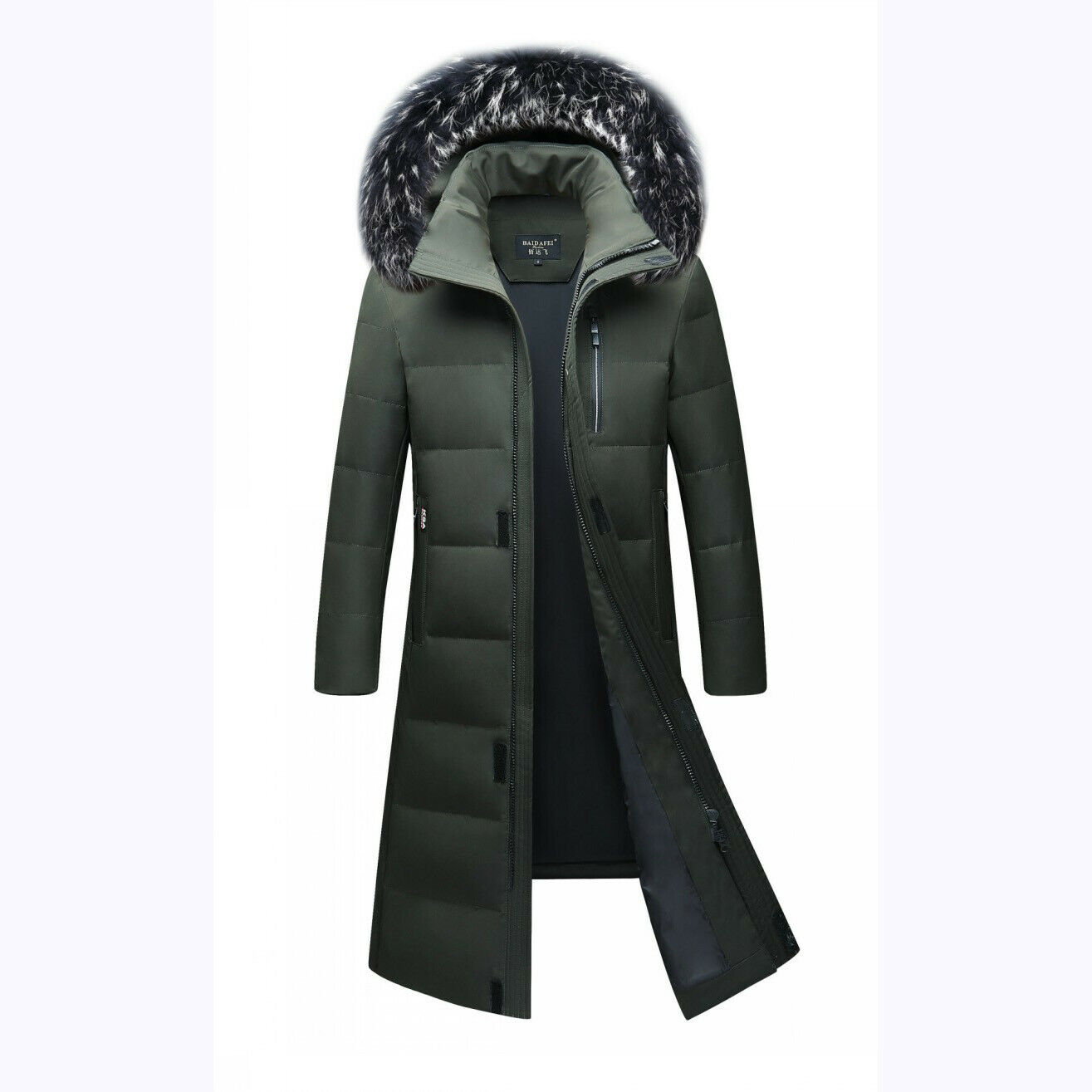 Winter Mens Long Puffer Warm Hooded Parka Duck Down Jacket Coat Fur Collar Thick