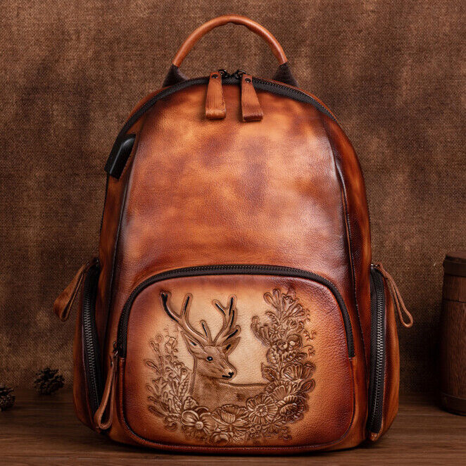 New Designer Women's Backpack, Top Real Leather Retro Travel Backpack School Bag