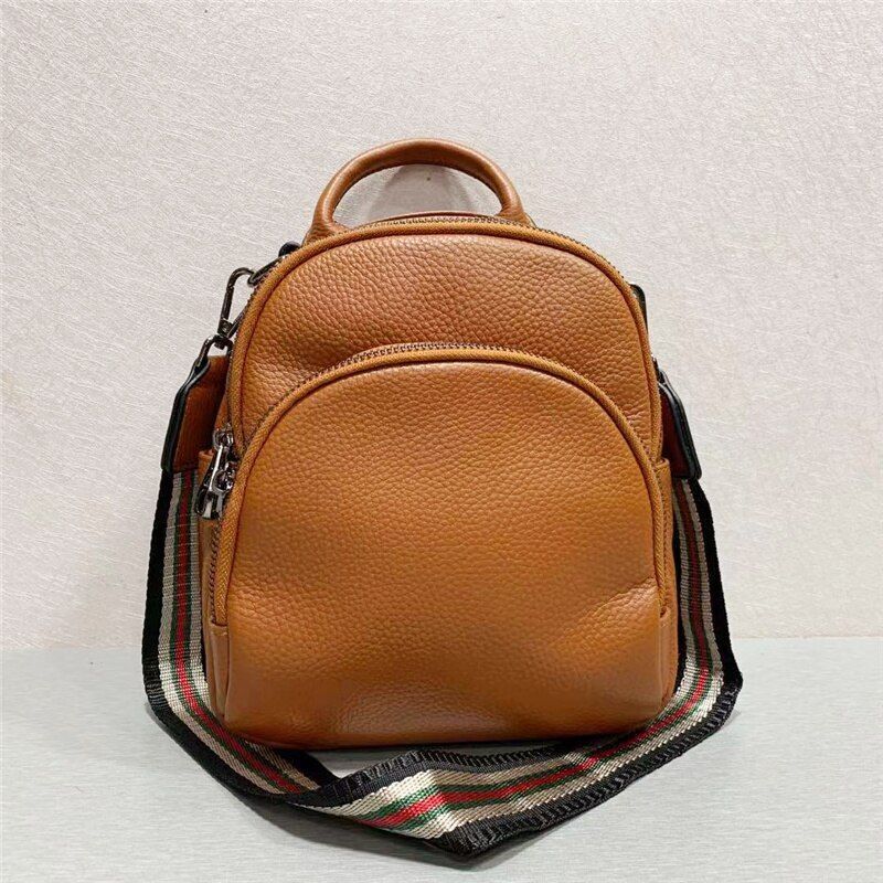 Cowhide Genuine Leather Women Backpack Shoulder Bag Satchel Mini Purse Polyester