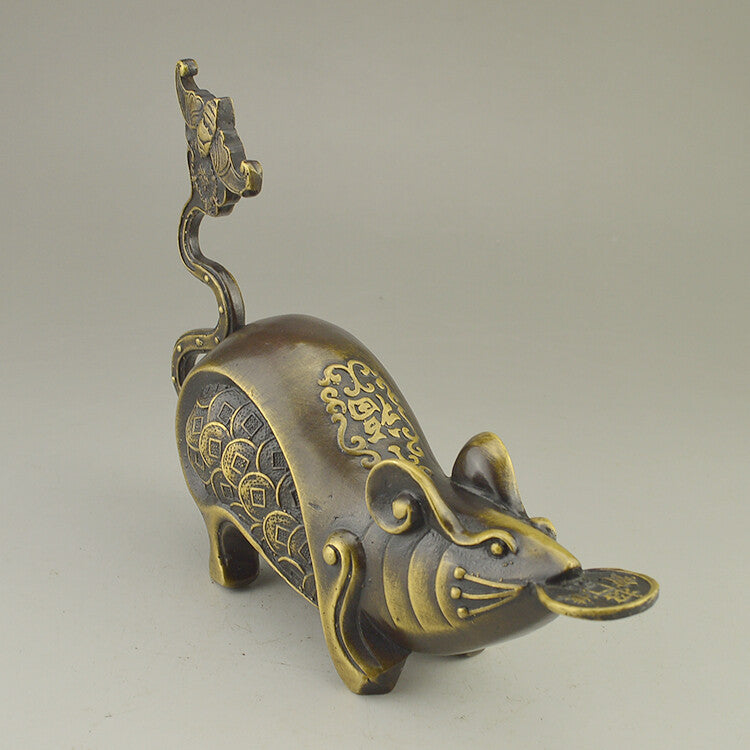 Chinese Bronze Lovely Mouse Statue Figure Collectable Home Onament Decoration