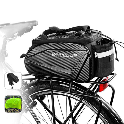 Bike MTB Bicycle Carrier Bag Trunk Pannier Cycling W/ Rain Cover Rear Seat Bag