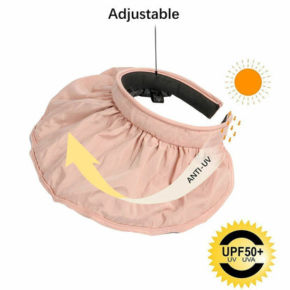 2 in 1 Clip On Sun Visors Foldable Sun Hats Headbands for Women Wide Brim Hat
