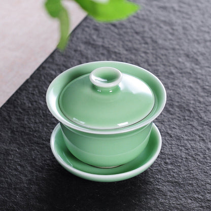 150ml Gaiwan Open Film Cover Bowl Longquan Celadon Kungfu Pot Tea Bowl Tea Cups