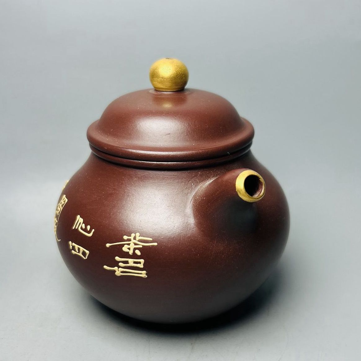 Chinese Yixing Purple Clay Teapot Zisha Ceremony Painted Fine Lotus Flower Rare