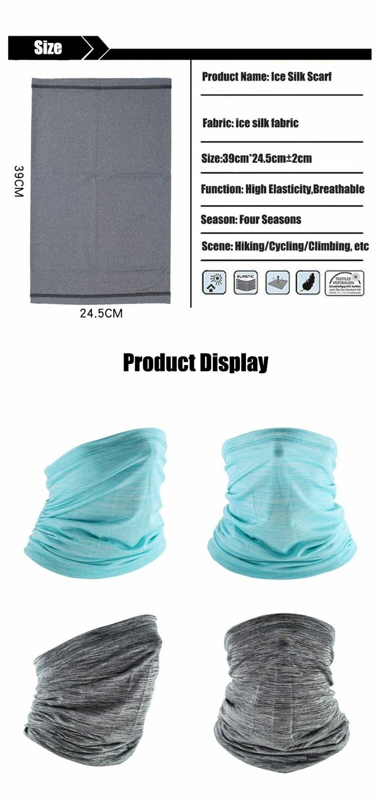 Summer Half Face Tube Neck Gaiter Cycling Skiing Hiking Scarf Outdoor Sport 32 g