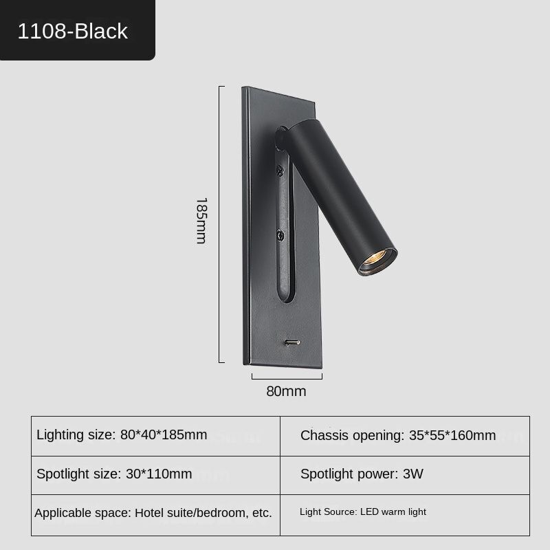 Wall Lamp Aluminum USB Charging Interior Decoration Bedroom Bedside Study Lights