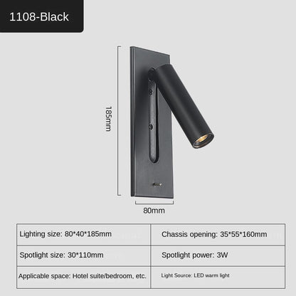Wall Lamp Aluminum USB Charging Interior Decoration Bedroom Bedside Study Lights