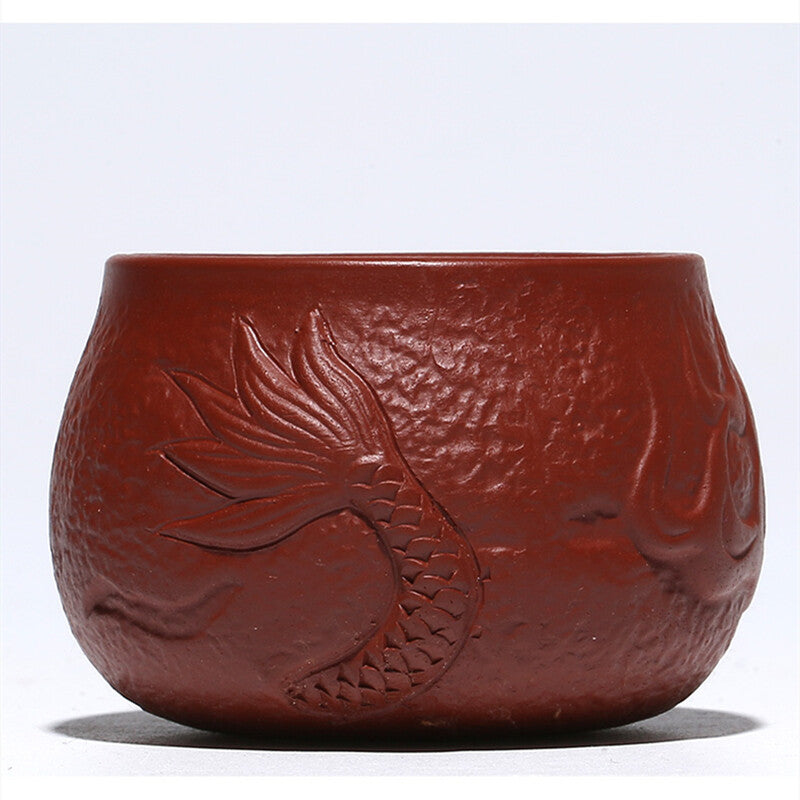 Handmade Tea Cup Dragon Carved Relief Authentic Yixing Zisha Master Cup Of Tea