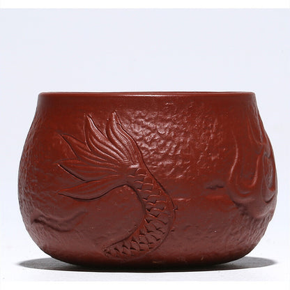 Handmade Tea Cup Dragon Carved Relief Authentic Yixing Zisha Master Cup Of Tea