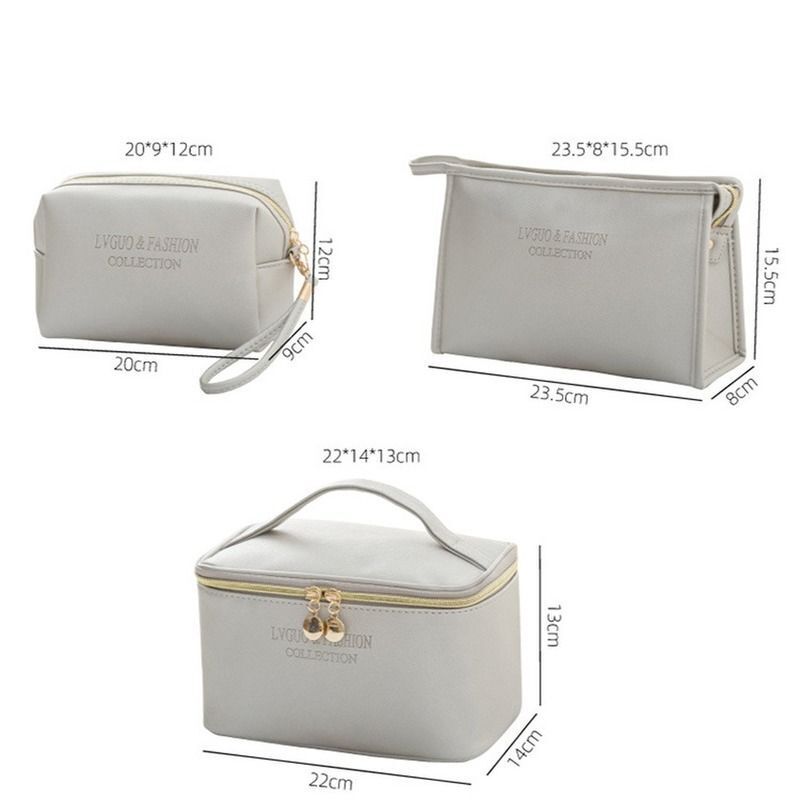 Large Cosmetic Bag Synthetic Leather Waterproof Zipper Makeup Traveling Case 1PC