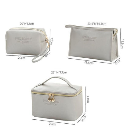 Large Cosmetic Bag Synthetic Leather Waterproof Zipper Makeup Traveling Case 1PC