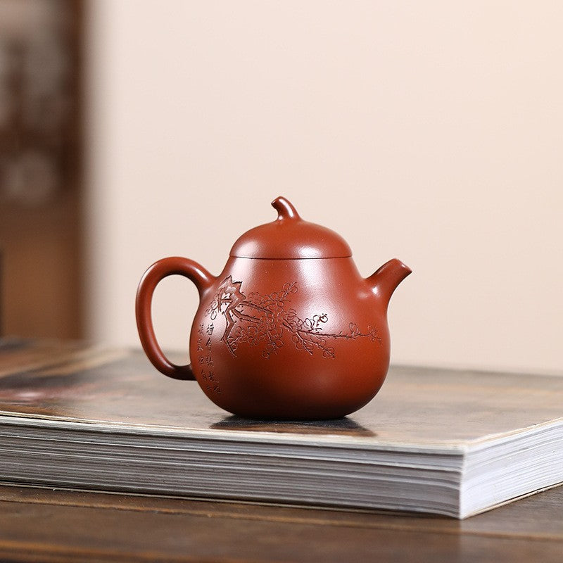 Full Handmade Tea Pot Chinese Character Carved Kungfu Master Pot Marked China