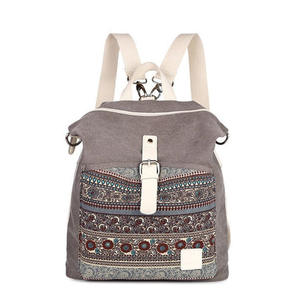 Canvas Backpack Flower Embroidery School Bag Traveling Purse 30*13*38CM Red/Blue
