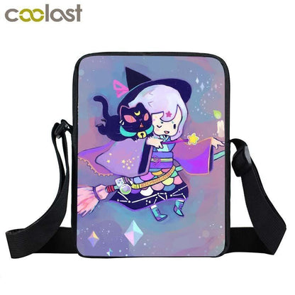 Witch Black Cat Messenger Bag Clutch Canvas Crossbody Shoulder Bags Travel Small